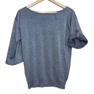 New YORK AND COMPANY silver sparkle 3/4 sleeve blouse size M.